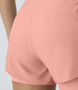 Breezeful™ Super High Waisted Curved Hem 2-in-1 Pocket Quick Dry Yoga Shorts 3.5'' - Peach Melba