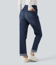 Halara Flex™ High Waisted Rolled Hem Casual Slim Jeans with Pockets - Pageant Blue Denim
