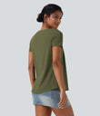 Square Neck Short Sleeve Casual Top - Capulet Olive