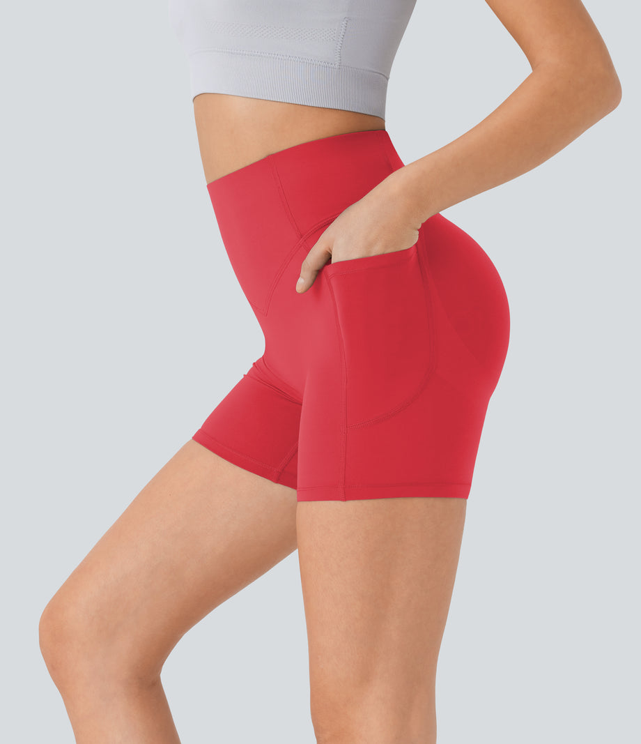 Halara UltraSculpt™ High Waisted Scrunch Butt Lifting Tummy Control Pocket Shaping Workout Biker Shorts 5'' - Bittersweet
