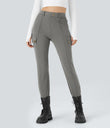DayStretch High Waisted Zipper Pockets Solid Skinny Cargo Pants - Silent Storm