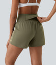 SoftlyZero™ Airy Super High Waisted 2-in-1  Cool Touch Yoga Shorts 5'' with Pockets-Longer Length - Withered Green