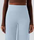 DayStretch High Waisted Tummy Control Wide Leg Baggy Yoga Pants with Pockets - Baby Blue