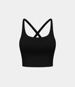 Crisscross Backless Built-in Bra Cropped Running Tank Top A-D Cups - Black