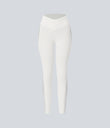 SoftlyZero™ High Waisted Crossover Contrast Lace Pocket Yoga Leggings-UPF50+ - White