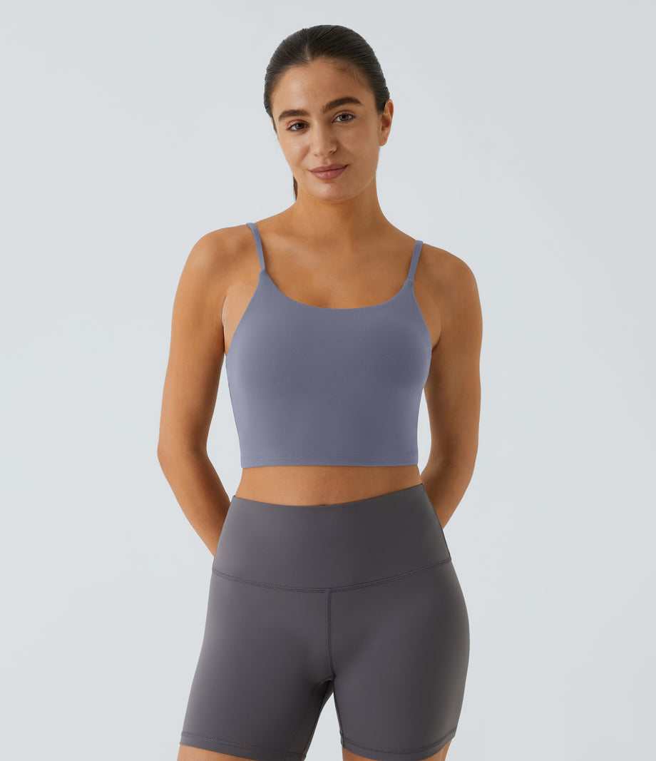 Basic Padded Workout Cropped Low Support Tank Top A-D Cups - Sweet Lavender