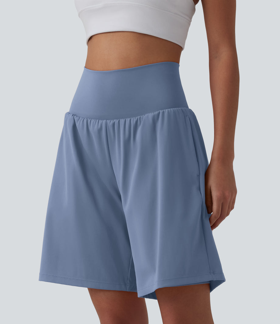SoftlyZero™ Airy Super High Waisted 2-in-1 Cool Touch Yoga Shorts 9" with Pockets - Infinity
