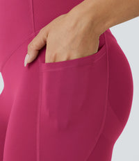 Halara UltraSculpt™ High Waisted Butt Lifting Tummy Control Pocket Shaping Workout Leggings - Red Plum