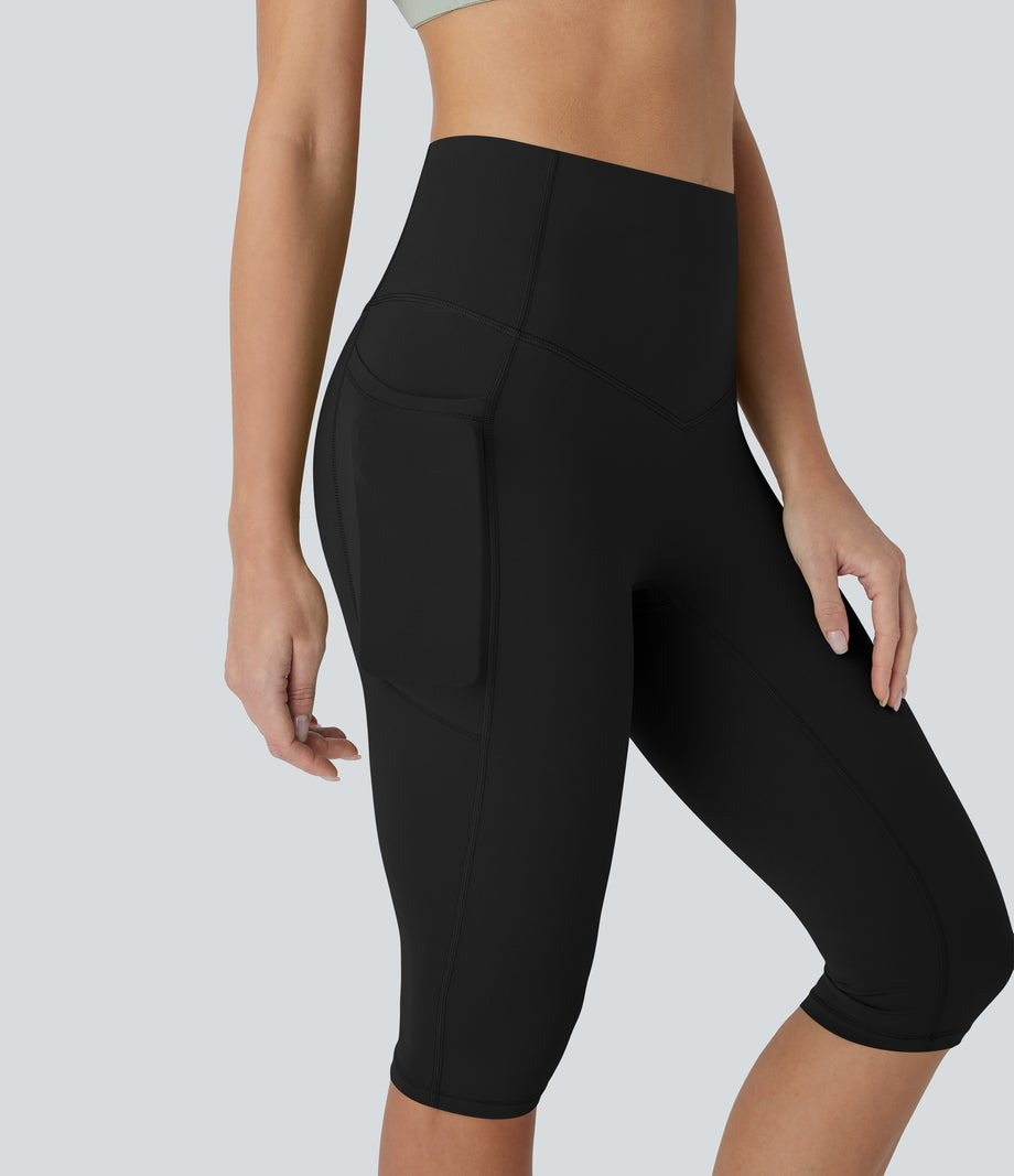 Halara UltraSculpt™ High Waisted Tummy Control Pedal Pusher Yoga Leggings with Pockets - Black