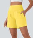SoftlyZero™ Airy Super High Waisted 2-in-1 Cool Touch Yoga Shorts 7" with Pockets - Goldfinch