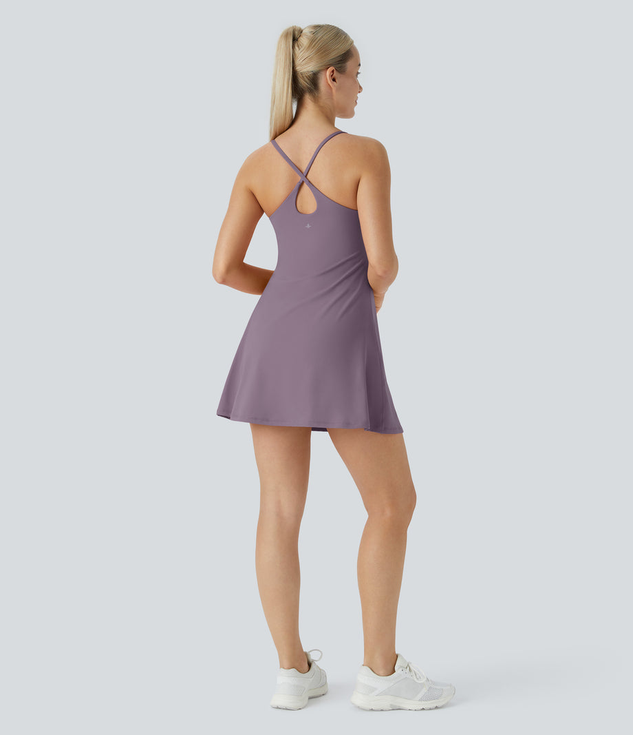 SoftlyZero™ Plush Backless Active Dress - Tulip Purple