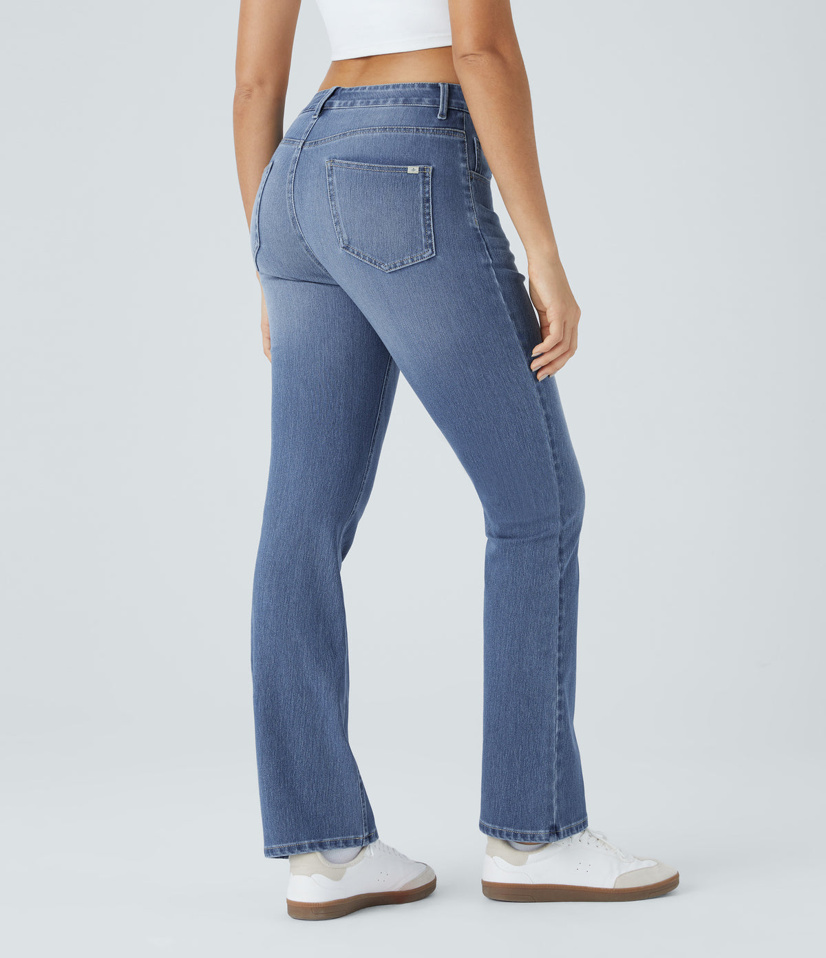 Halara Flex™ High Waisted Pockets Washed Casual Bootcut Jeans - Blue Spruce Denim