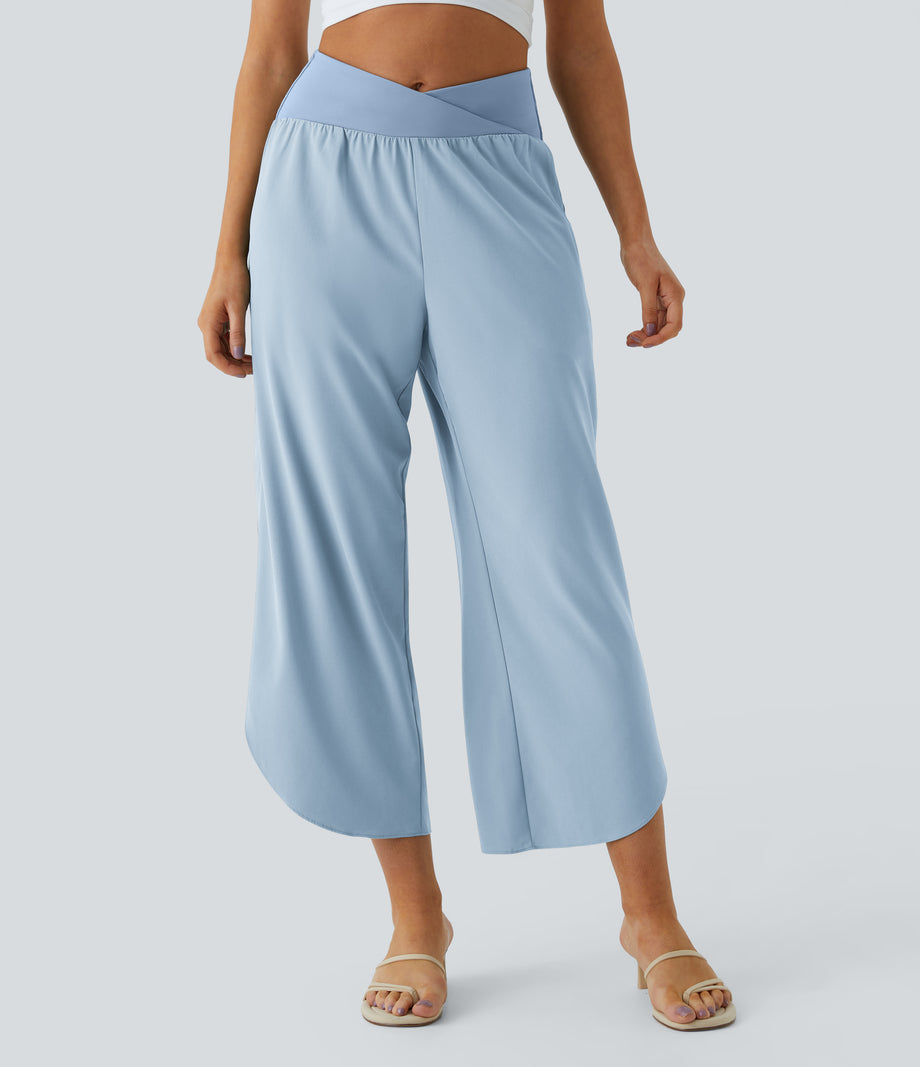 Breezeful™ High Waisted Crossover Quick Dry Resort Pants with Pockets - Ballad Blue