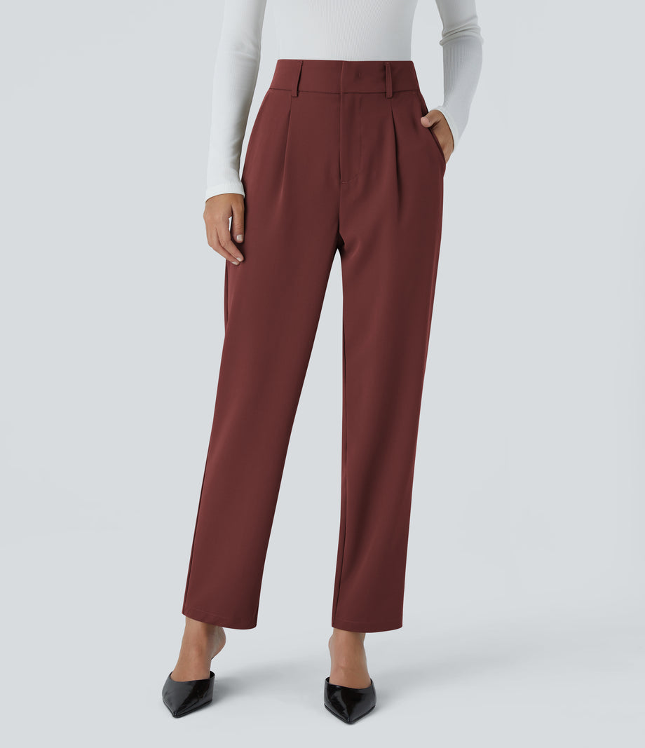 Halara Flex™ High Waisted Pocket Solid Work Tapered Pants - Biking Red