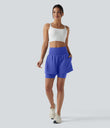 SoftlyZero™ Airy Super High Waisted 2-in-1 Cool Touch Yoga Shorts 7'' with Pockets - Aster Blue