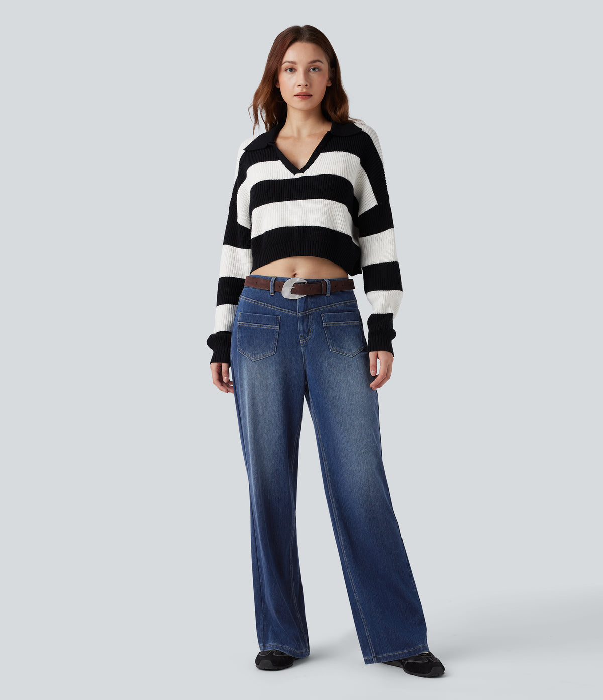 Halara Flex™ Mid Rise Straight Leg Casual Jeans with Pockets - Estate Blue Denim
