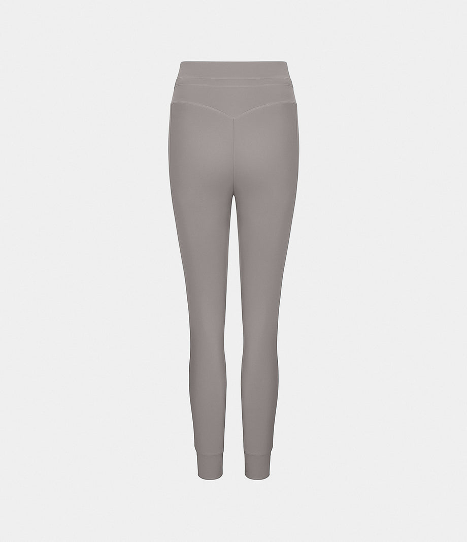 SoftlyZero™ Plush High Waisted Drawstring Pocket Plain Full Length Joggers - Gull