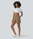 DayStretch High Waisted Work Baggy Shorts 4'' with Pockets - Burro