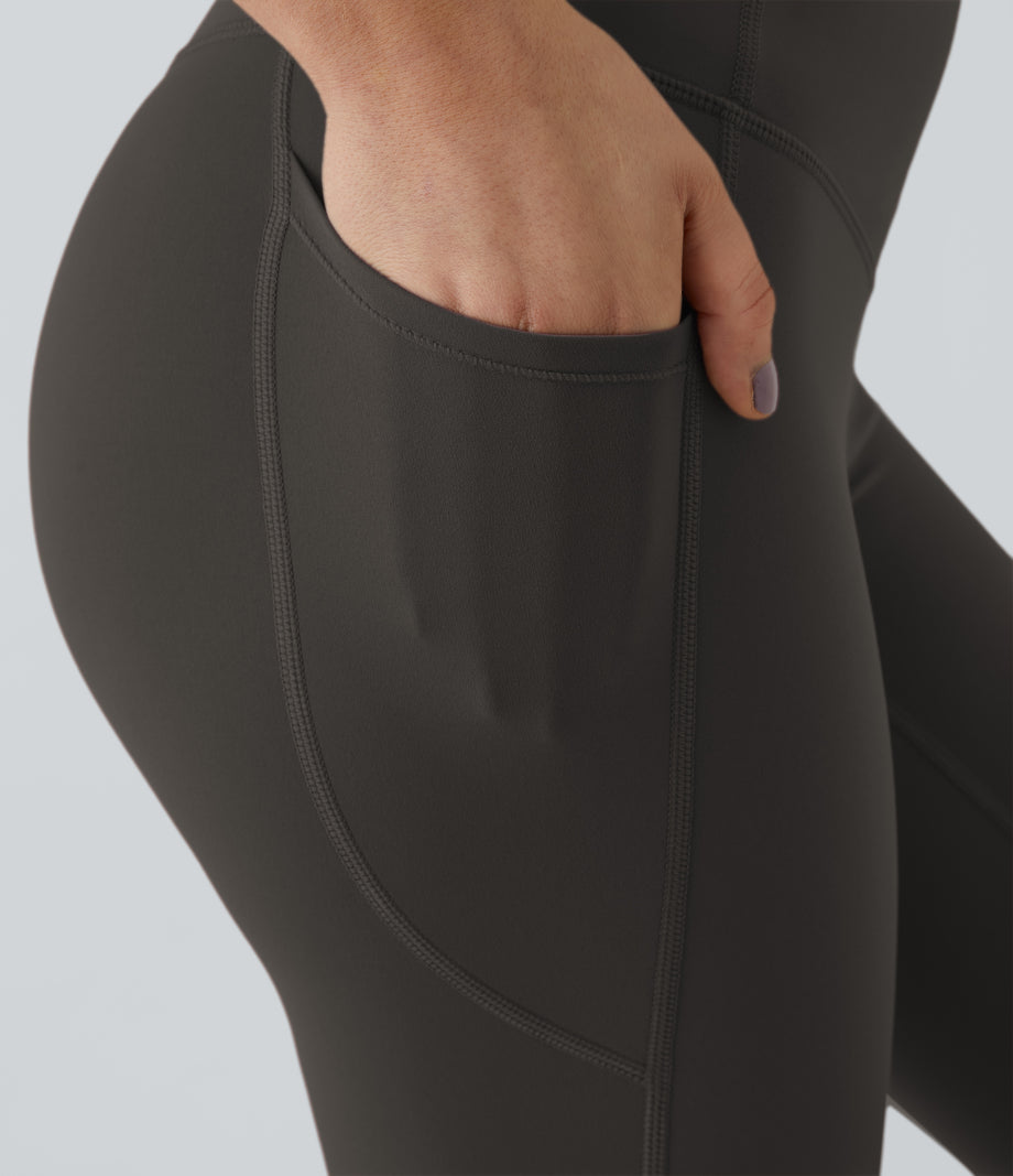 Halara UltraSculpt™ High Waisted Tummy Control Pocket Shaping Training Leggings - Hazelnut Black