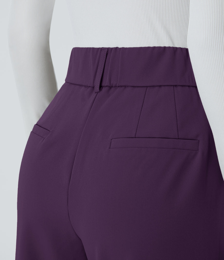 Halara Flex™ High Waisted Pocket Solid Work Tapered Pants - Blackberry Cordial