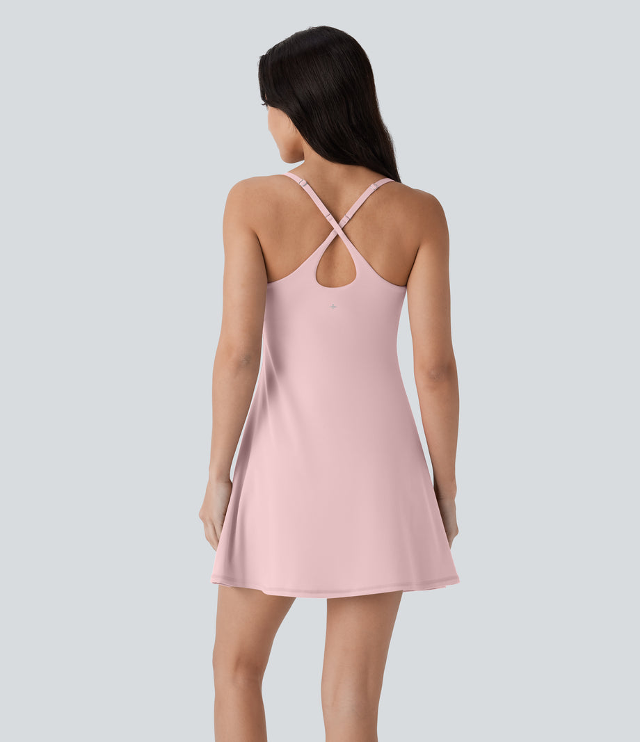 SoftlyZero™ Plush Molded Cups Low Support Dance Active Dress-Easy Peezy Edition A-D Cups - Primrose Pink