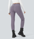 DayStretch High Waisted Zipper Pockets Solid Skinny Cargo Pants - Purple Ash
