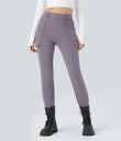 DayStretch High Waisted Zipper Pockets Solid Skinny Cargo Pants - Purple Ash