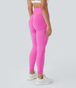 OneForm Seamless Flow High Waisted Ruched 7/8 Yoga Leggings - Fuchsia Fedora