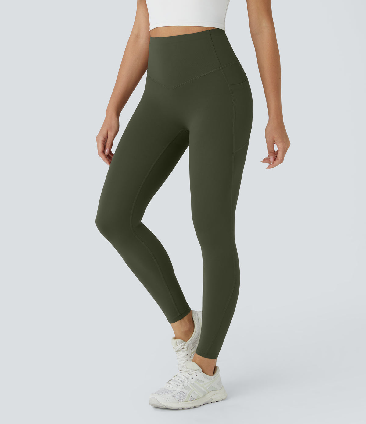 Halara UltraSculpt™ High Waisted Butt Lifting Tummy Control Pocket Shaping Workout Leggings - Deep Woodland Green