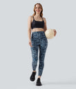 Halara UltraSculpt™ Leopard Print High Waisted Tummy Control Yoga Leggings with Pockets - Black and Blue Leopard