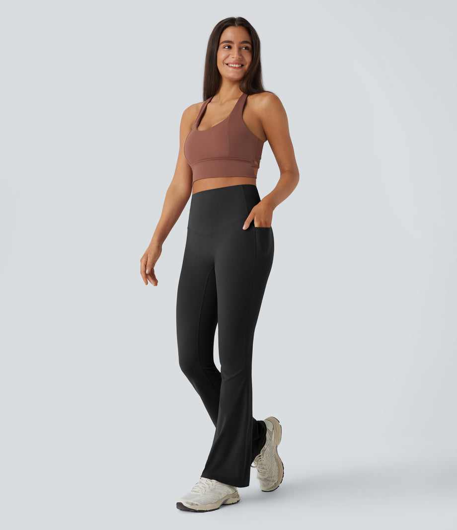 Halara UltraSculpt™ High Waisted Tummy Control Pocket Shaping Yoga Bootcut Leggings - Black