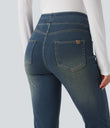 Halara Flex™ High Waisted Pockets Washed Casual Bootcut Jeans - Blue Surf Denim