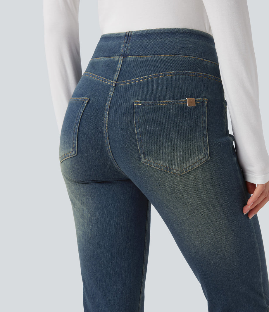 Halara Flex™ High Waisted Pockets Washed Casual Bootcut Jeans - Blue Surf Denim