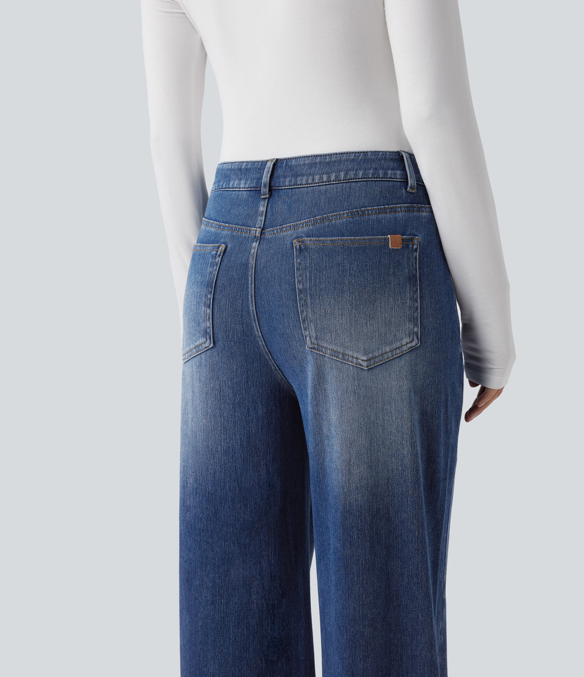 Halara Flex™ Mid Rise Straight Leg Casual Jeans with Pockets -  Blue Jasper Denim