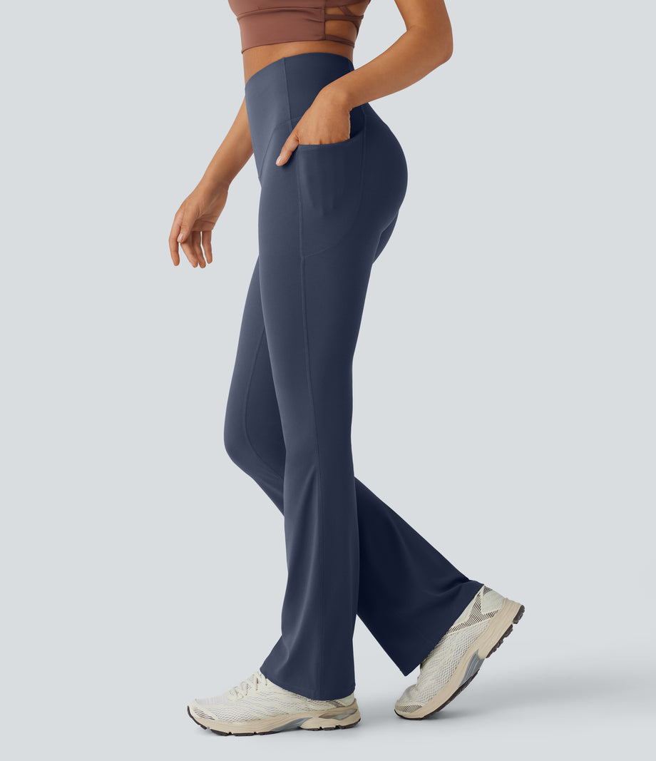 Halara UltraSculpt™ High Waisted Tummy Control Pocket Shaping Yoga Bootcut Leggings - Mood Indigo