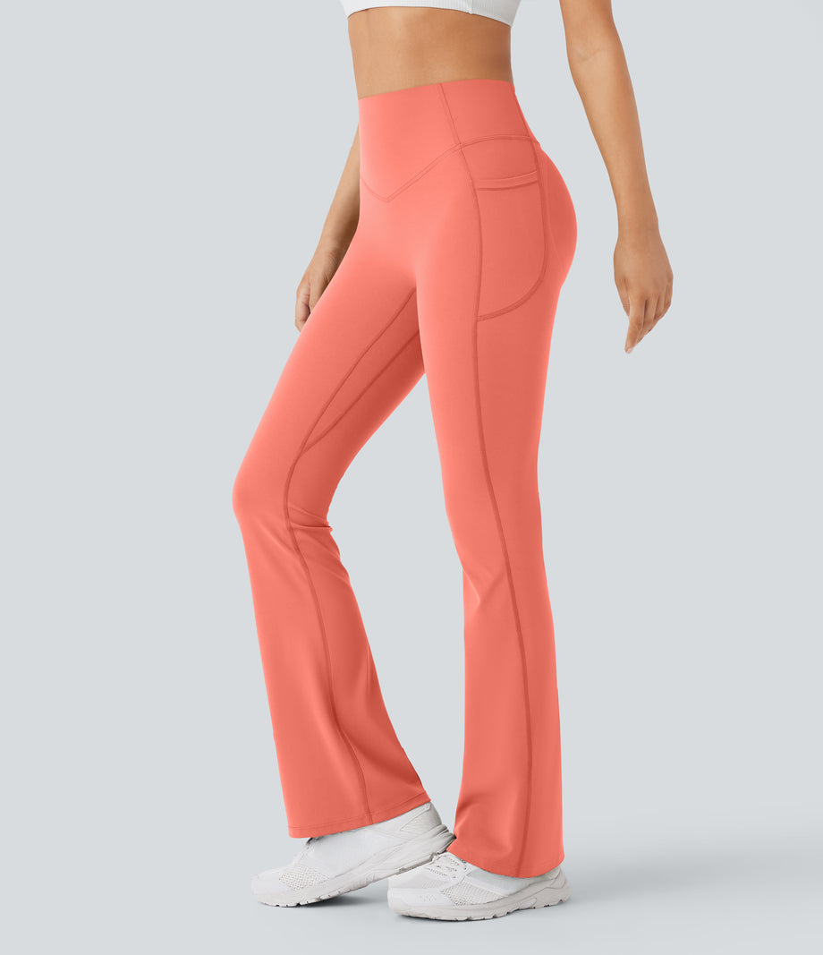 Halara UltraSculpt™ High Waisted Scrunch Butt Lifting Tummy Control Pocket Shaping Yoga Bootcut Leggings - Fusion Coral
