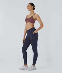 Patitoff™ 2.0 Pet Hair Resistant High Waisted Crossover Side Pocket Yoga Leggings - Mountain Blue