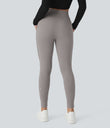 SoftlyZero™ Plush High Waisted Drawstring Pocket Plain Full Length Joggers - Gull