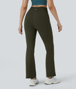 DayStretch High Waisted Crossover Flare Yoga Leggings - Forest Night