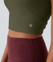 SoftlyZero™ Plush Cut Out Cropped Yoga Tank Top - Grass Grey Green