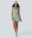 SoftlyZero™ Airy U Neck 2-in-1 Pocket Mini Cool Touch Dance Active Dress-Easy Peezy - Light Bean Green