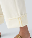 Halara Flex™ High Waisted Pockets Rolled Hem Wide Leg Washed Casual Jeans - Beige Denim
