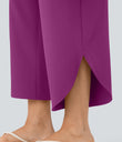 Breezeful™ High Waisted Tummy Control Split Hem Quick Dry Resort Pants with Pockets - Purple Wine