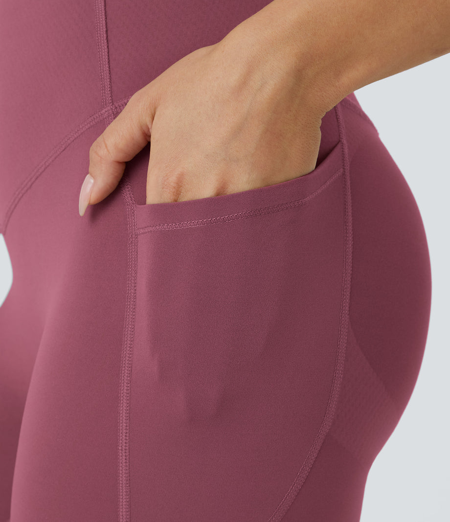 Halara UltraSculpt™ High Waisted Butt Lifting Tummy Control Pocket Shaping Workout Leggings - Evening Red