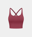 Crisscross Backless Built-in Bra Cropped Running Tank Top A-D Cups - Dry Rose