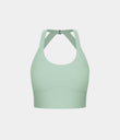SoftlyZero™ Plush Cut Out Cropped Yoga Tank Top - Subtle Green