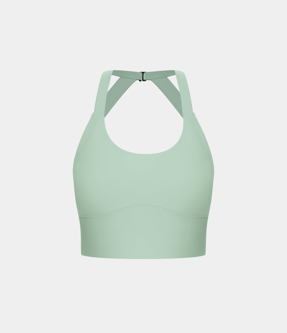 SoftlyZero™ Plush Cut Out Cropped Yoga Tank Top - Subtle Green