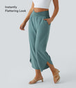 Breezeful™ High Waisted Crossover Quick Dry Resort Pants with Pockets - Stone Blue