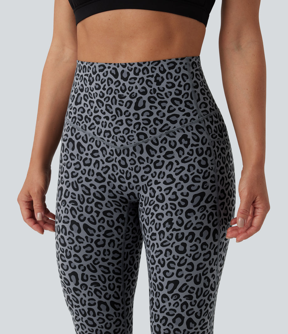 Halara UltraSculpt™ Leopard Print High Waisted Tummy Control Yoga Leggings with Pockets - Charcoal Mist Leopard