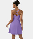 SoftlyZero™ Airy Cut Out 2-in-1 Pocket Cool Touch Longer Active Dress-UPF50+ - Iris Flower Purple